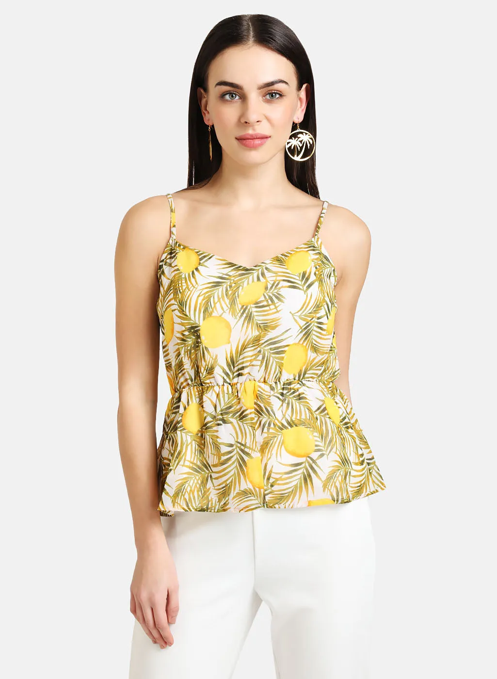 Spaghetti Top with Lemon Print