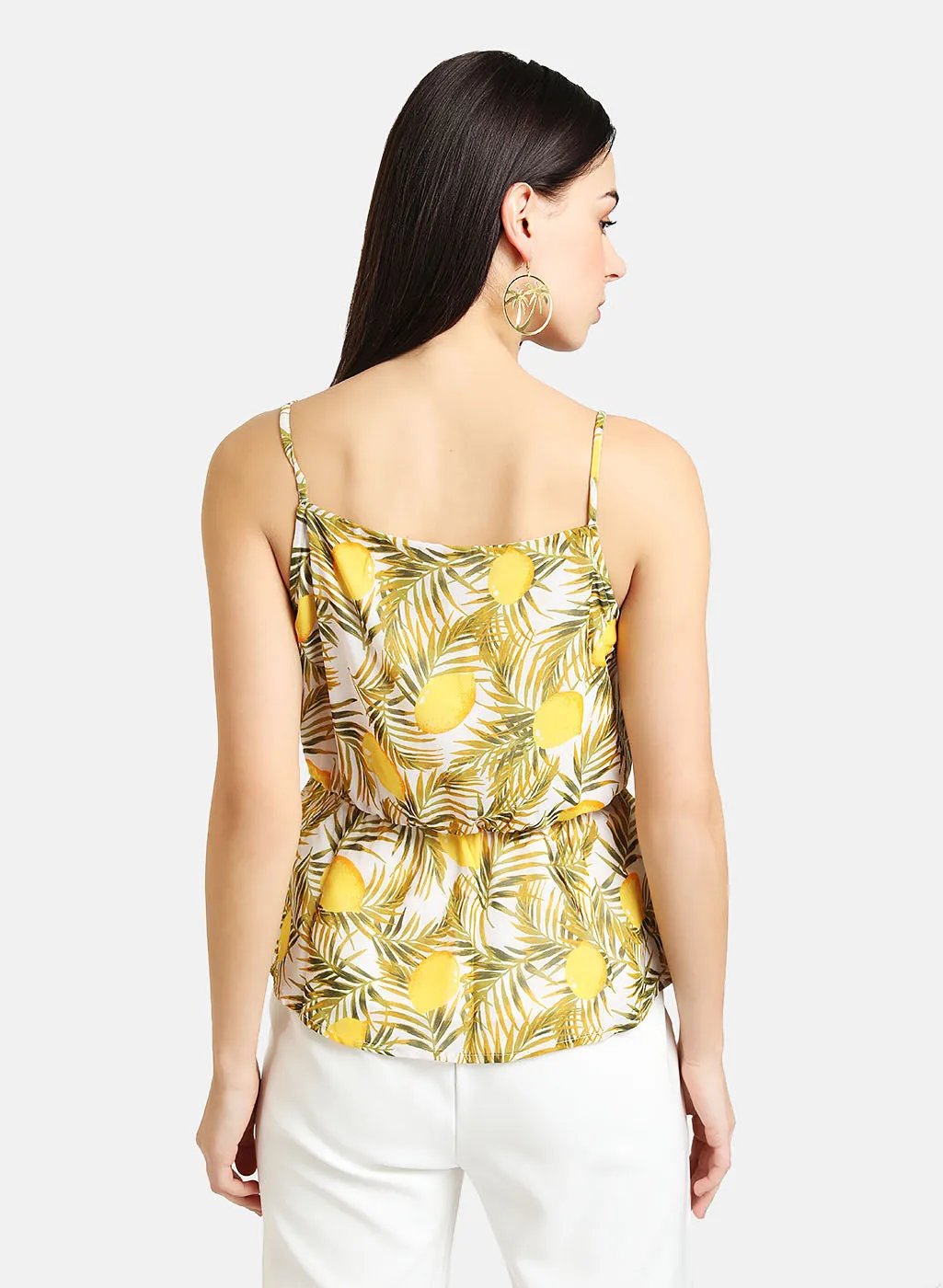 Spaghetti Top with Lemon Print