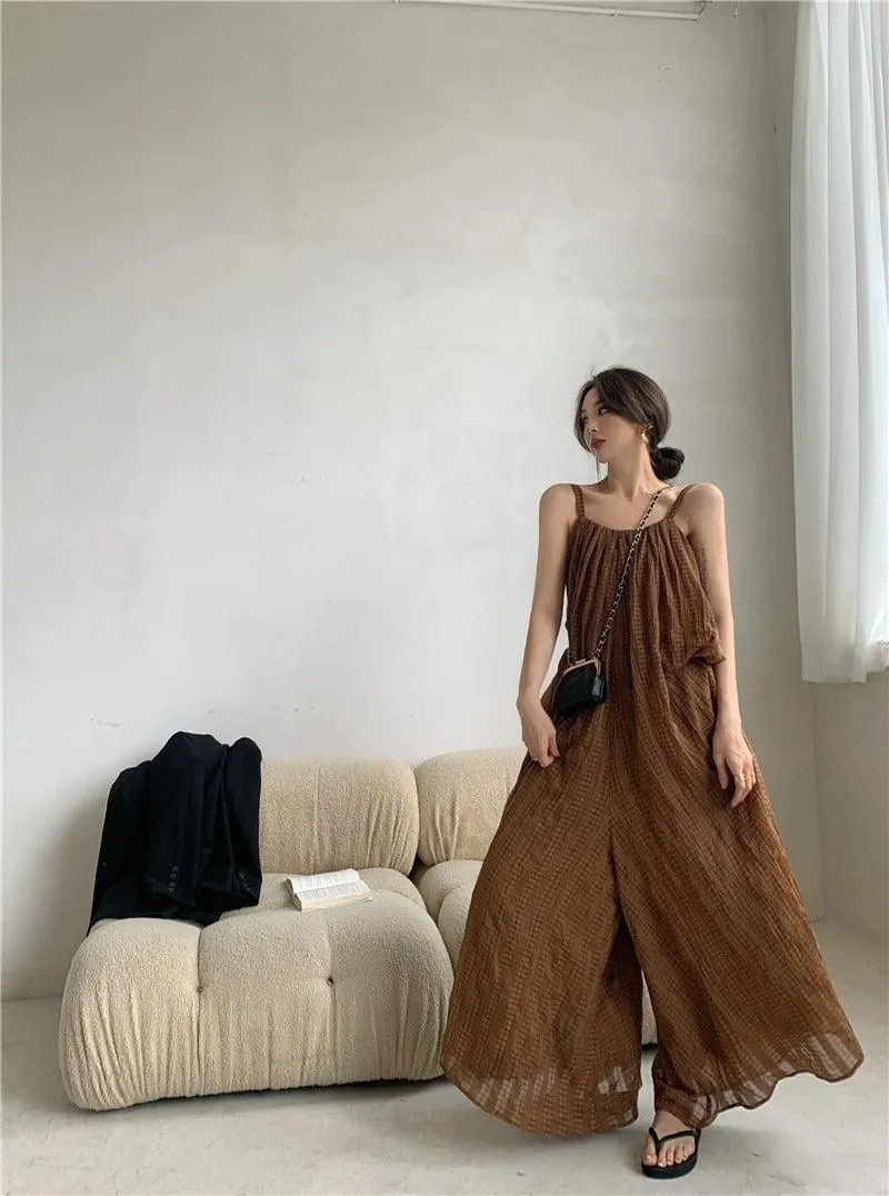 Loose Open Back Maxi Sleeveless Jumpsuits