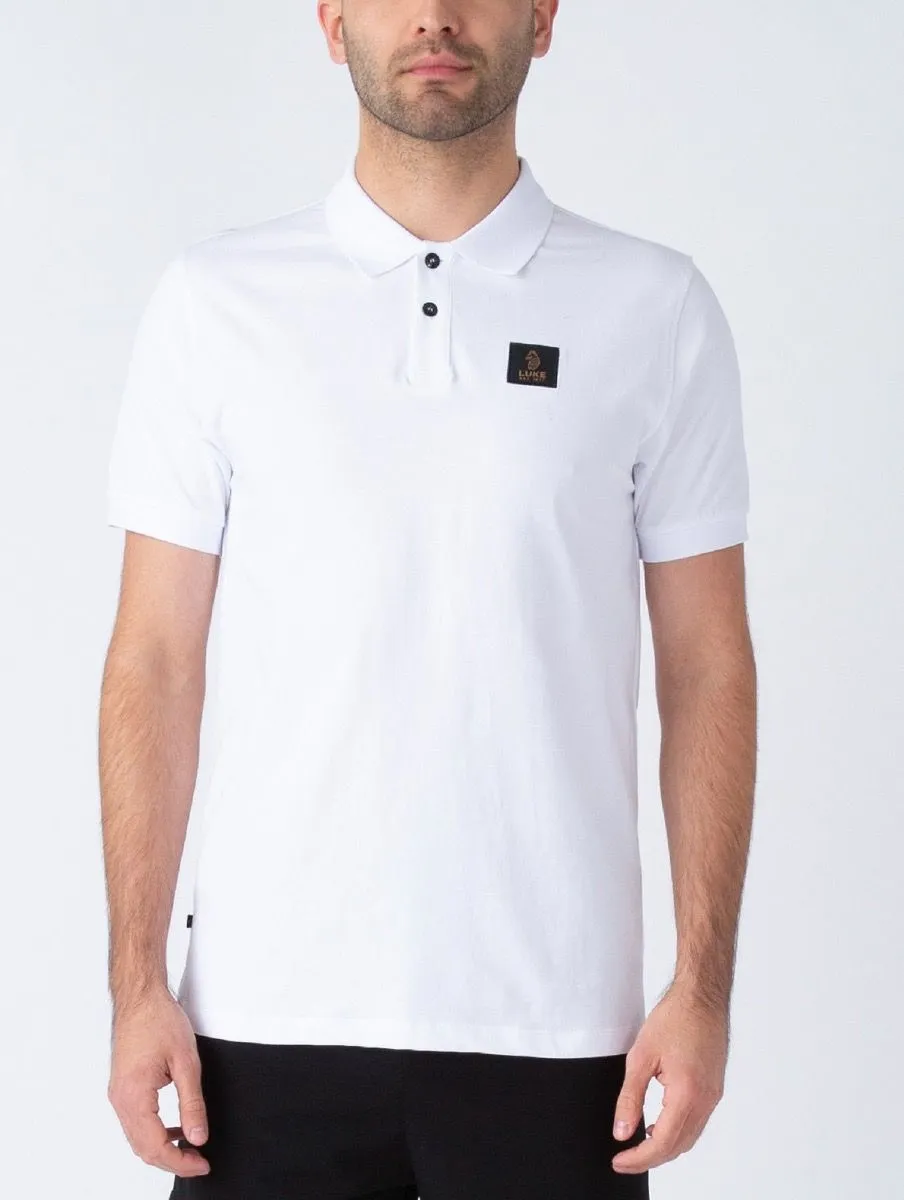 White Laos Patch Pocket Polo Shirts by Luke 1977