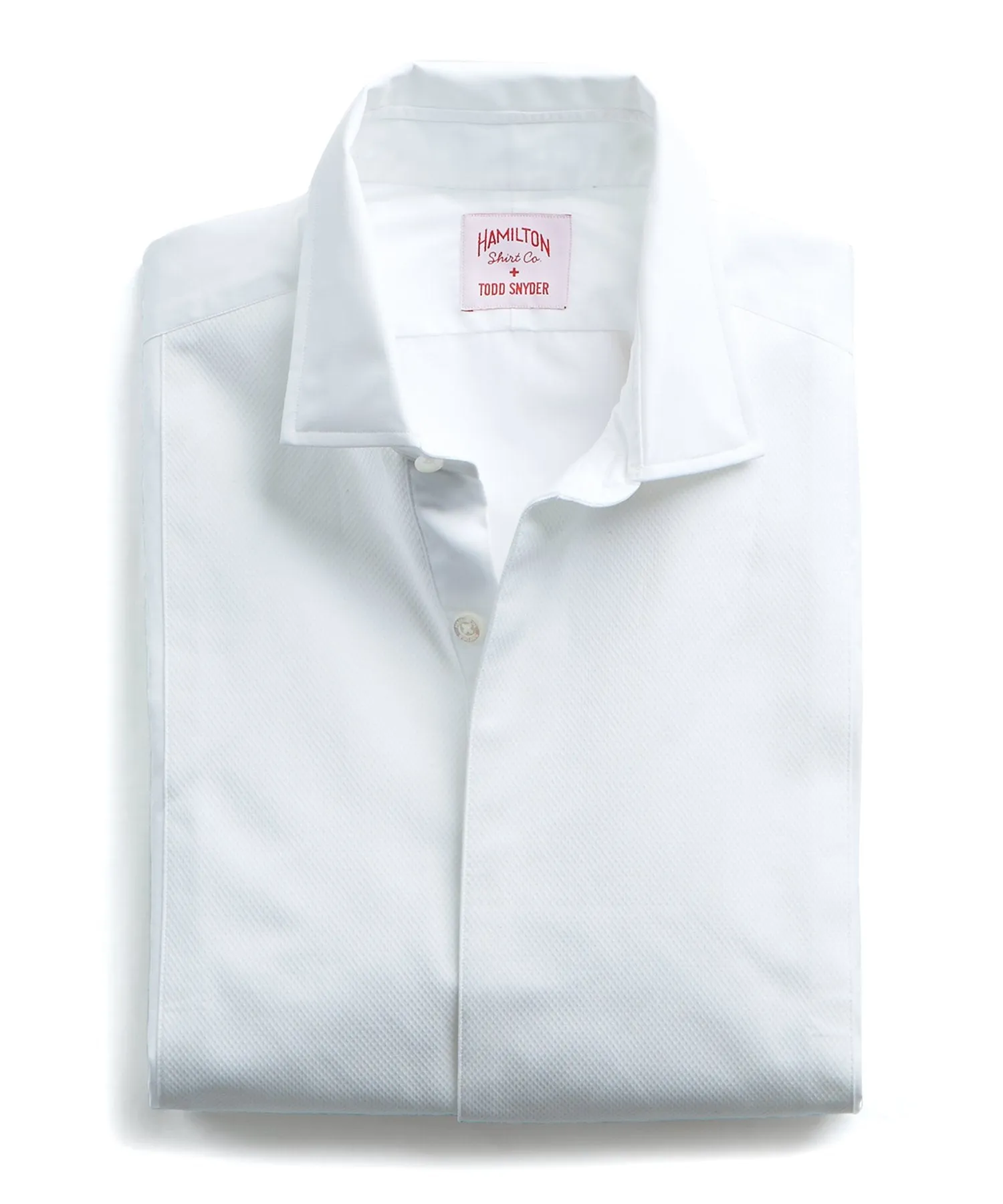 White Pique Fly Front Tuxedo Shirt, Made in the USA by Hamilton + Todd Snyder