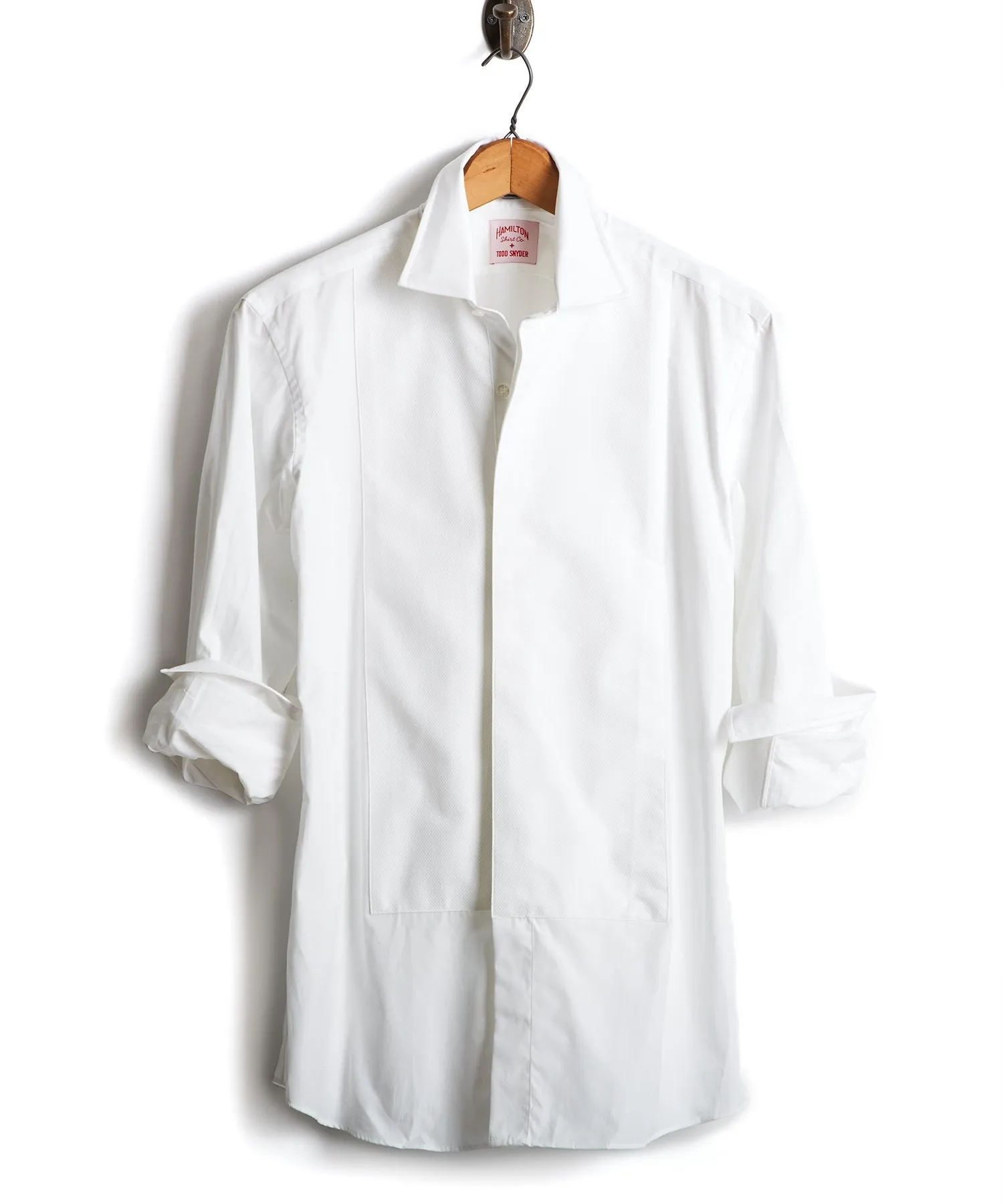 White Pique Fly Front Tuxedo Shirt, Made in the USA by Hamilton + Todd Snyder