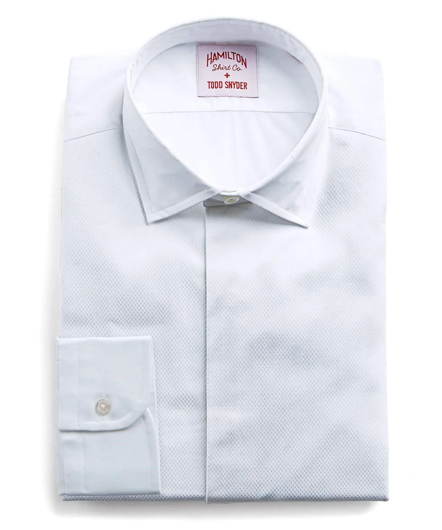 White Pique Fly Front Tuxedo Shirt, Made in the USA by Hamilton + Todd Snyder