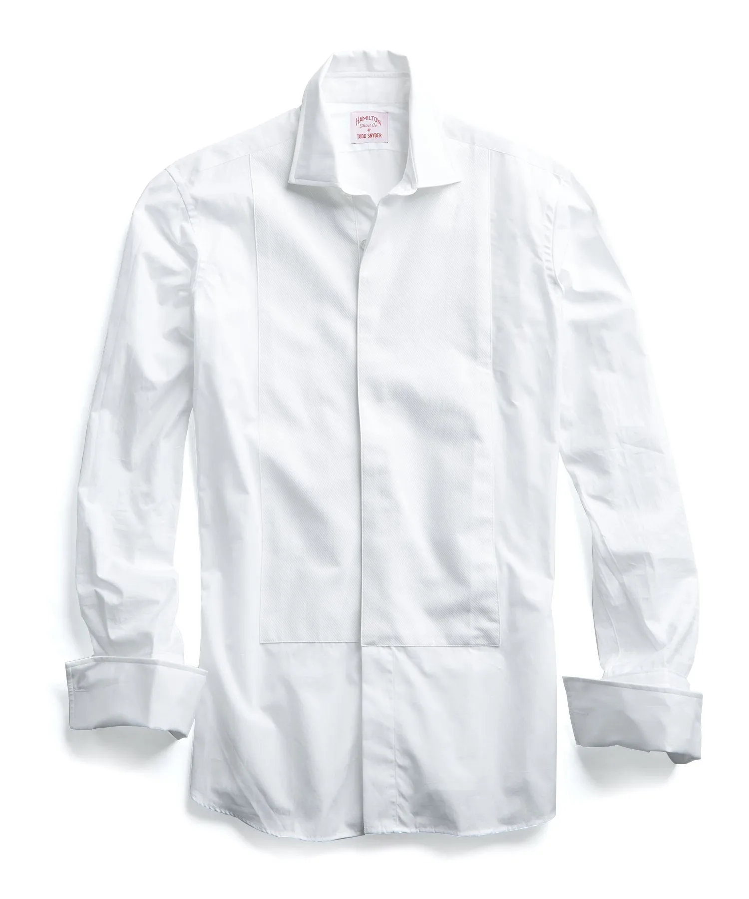 White Pique Fly Front Tuxedo Shirt, Made in the USA by Hamilton + Todd Snyder