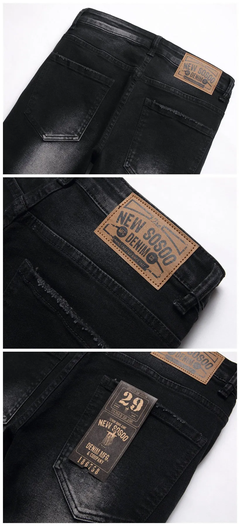 Men's Punk Style Ripped Slim Fit Denim Print Pattern Jeans