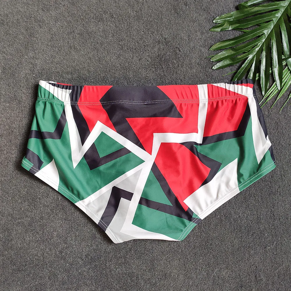 Quick Dry Geometric Print Swim Trunks