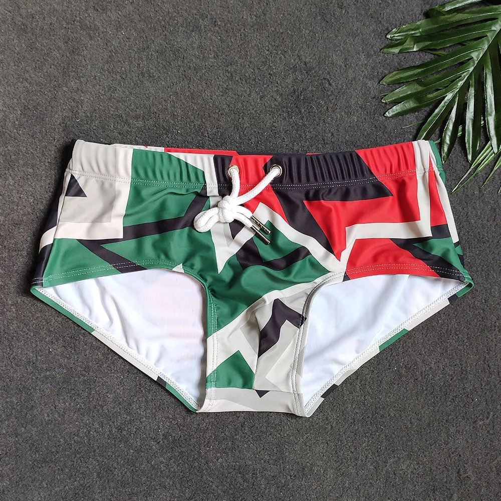 Quick Dry Geometric Print Swim Trunks