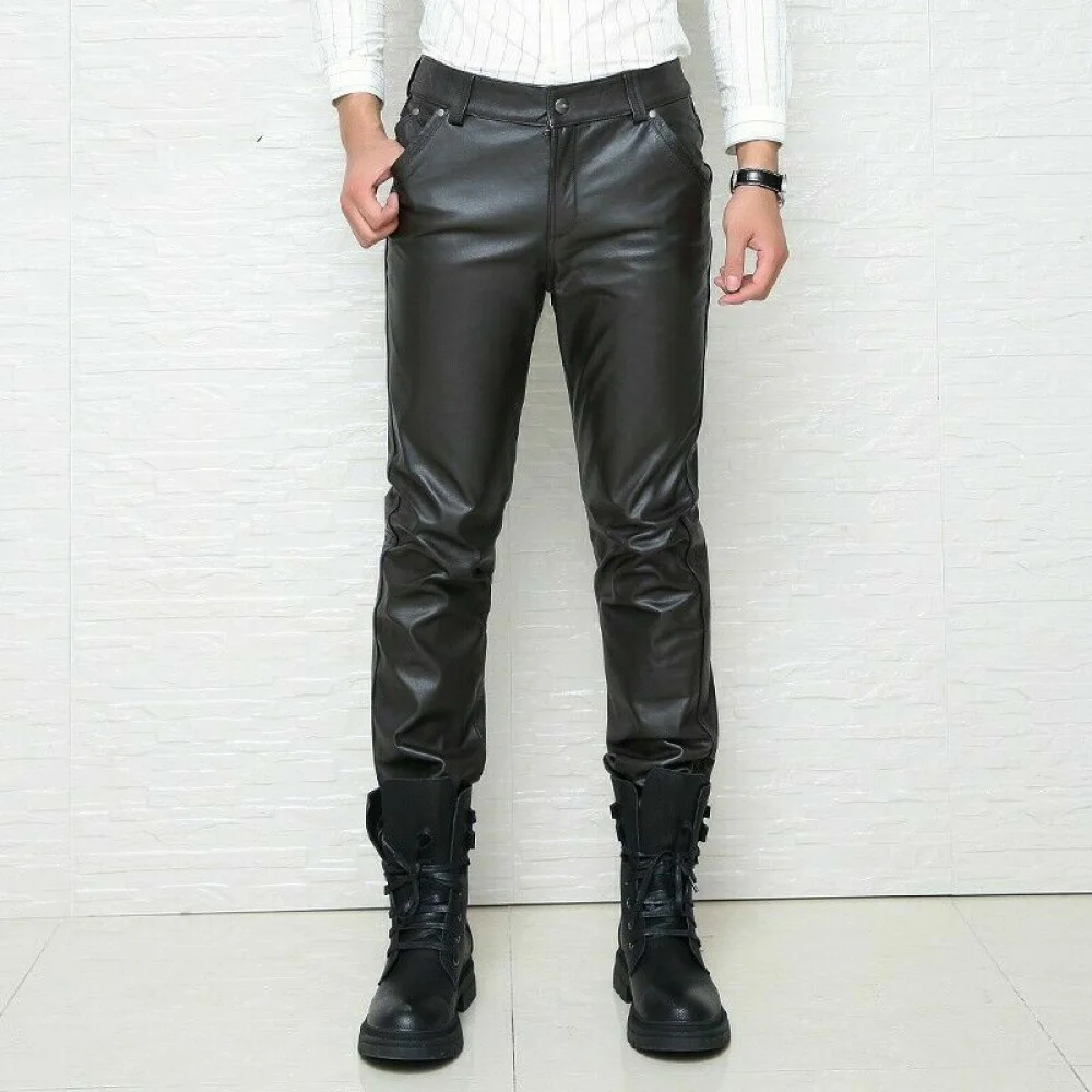 Men's Biker Motorcycle Lambskin Leather Trousers