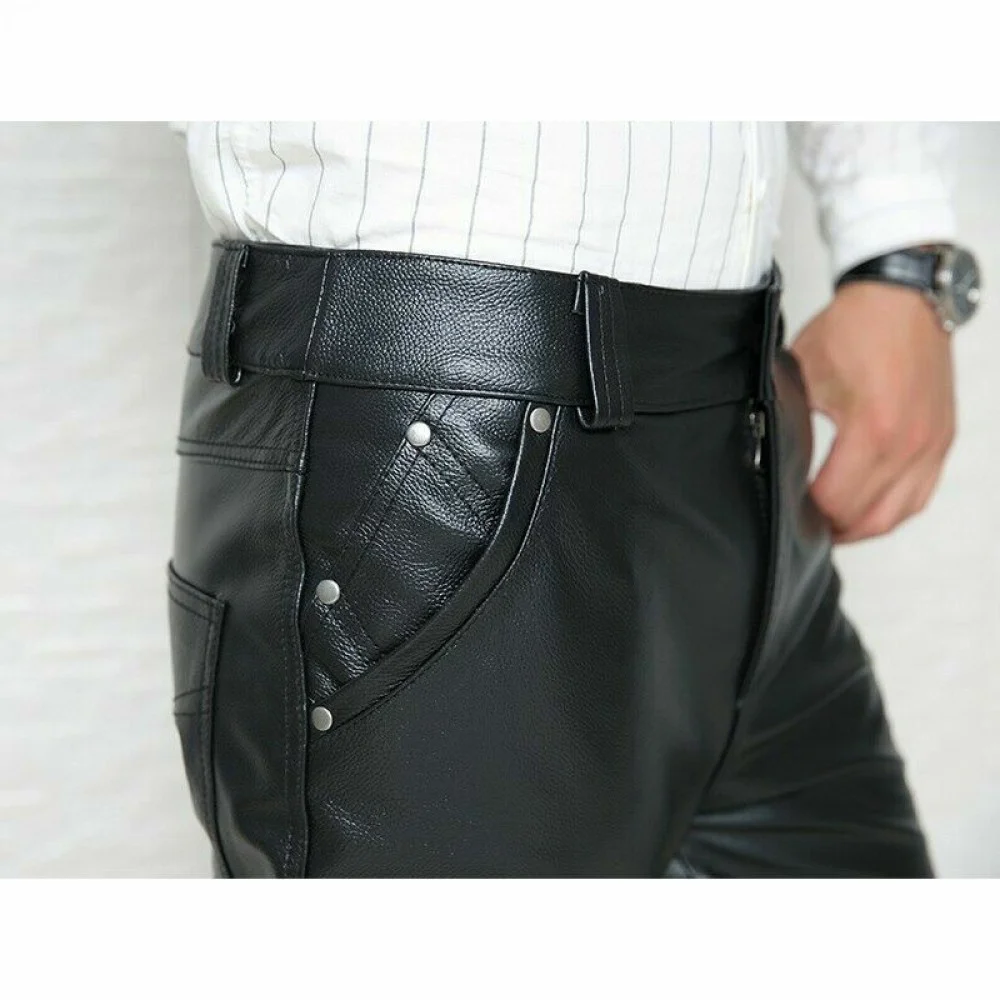 Men's Biker Motorcycle Lambskin Leather Trousers