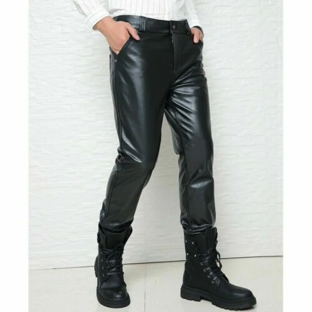 Men's Biker Motorcycle Lambskin Leather Trousers