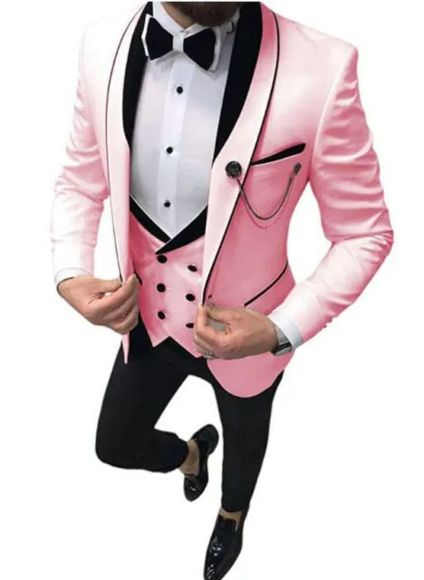 2022 Latest White Wedding Tuxedo Suit with Black Peaked Lapel