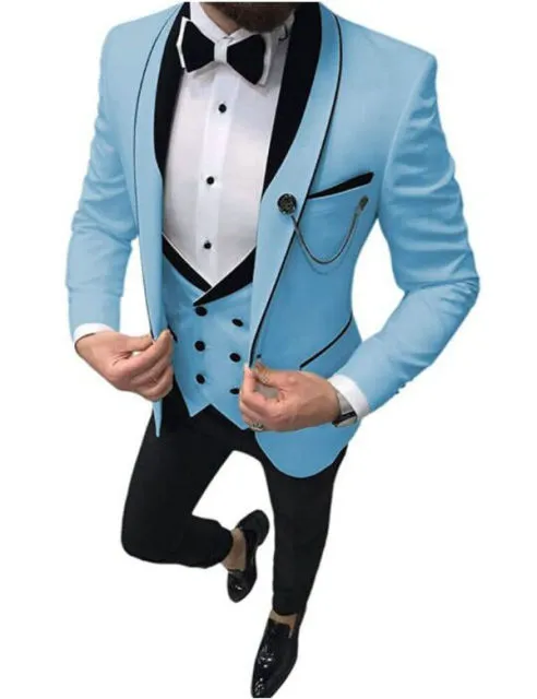 2022 Latest White Wedding Tuxedo Suit with Black Peaked Lapel