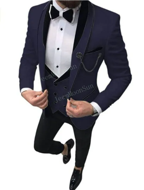 2022 Latest White Wedding Tuxedo Suit with Black Peaked Lapel