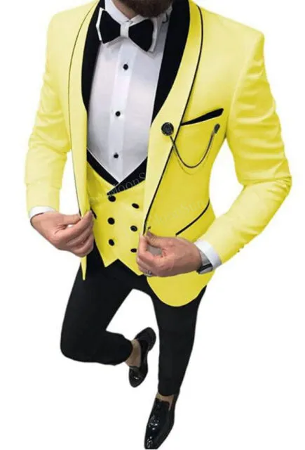 2022 Latest White Wedding Tuxedo Suit with Black Peaked Lapel