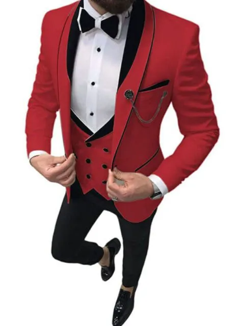 2022 Latest White Wedding Tuxedo Suit with Black Peaked Lapel