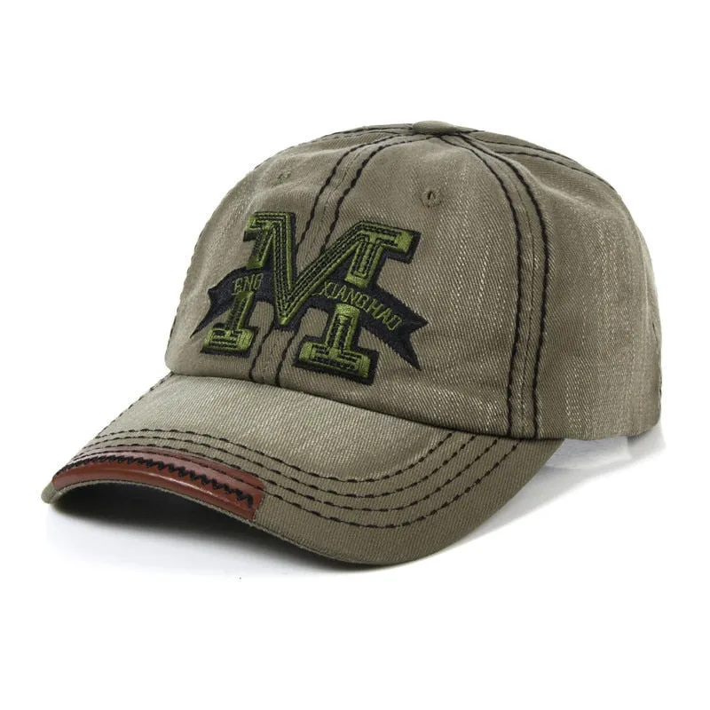 Adjustable Unisex Baseball Cap with Metallic M Letter