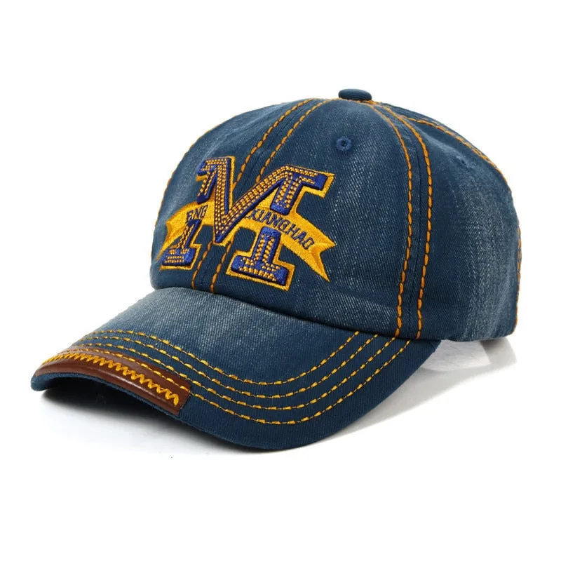 Adjustable Unisex Baseball Cap with Metallic M Letter