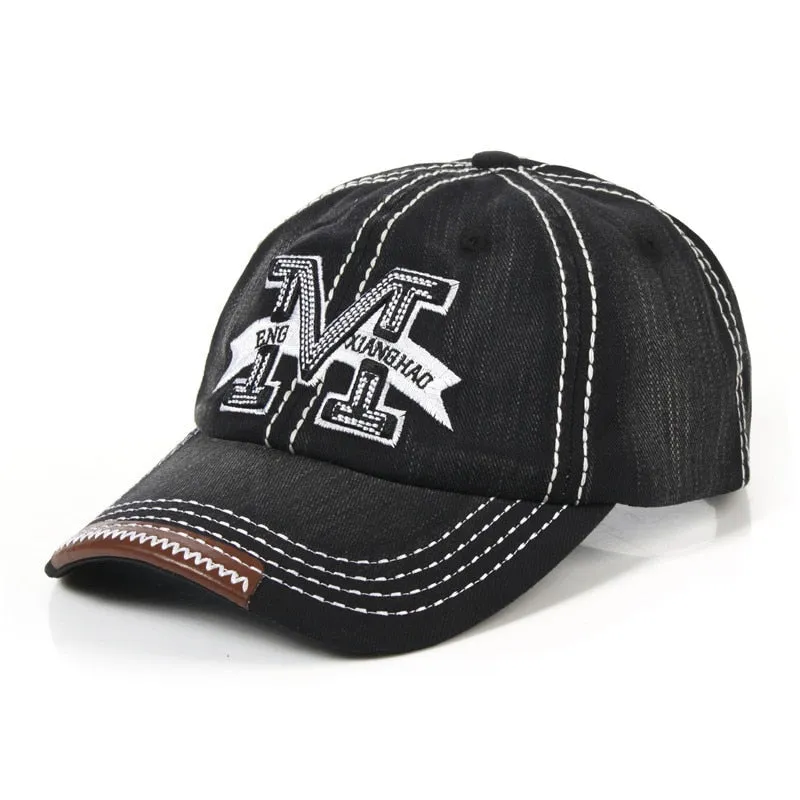 Adjustable Unisex Baseball Cap with Metallic M Letter