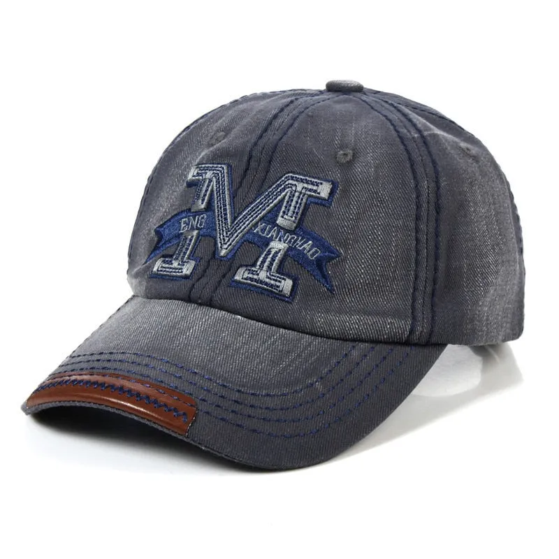 Adjustable Unisex Baseball Cap with Metallic M Letter