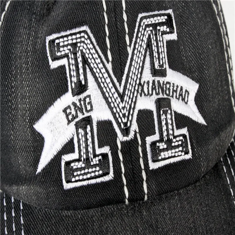 Adjustable Unisex Baseball Cap with Metallic M Letter