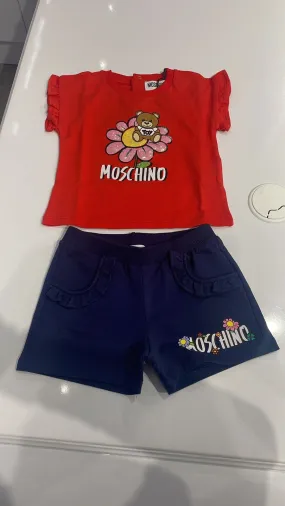 Red & Navy Moschino T-Shirt & Shorts Set