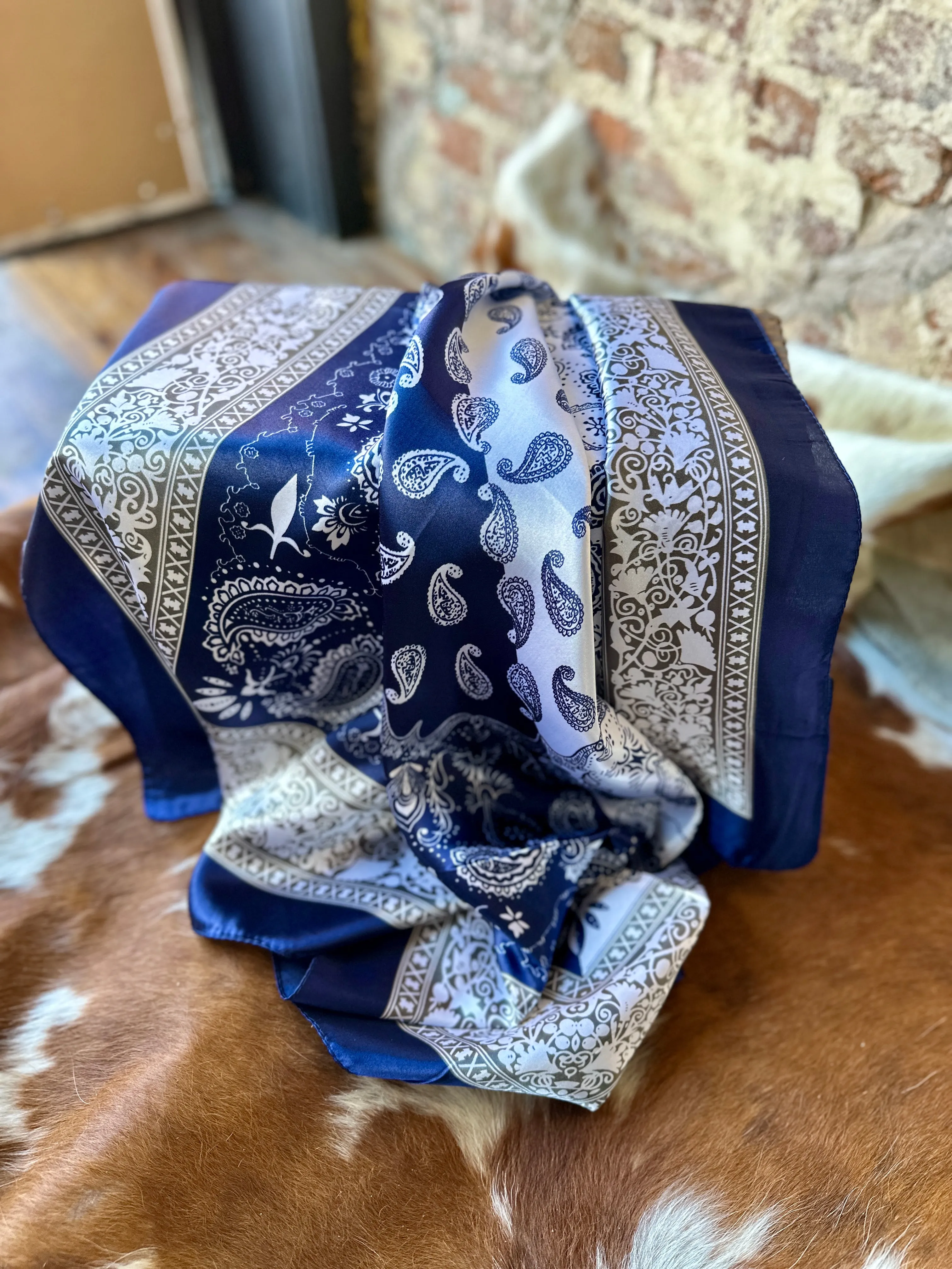 Navy Paisley Wild Rag