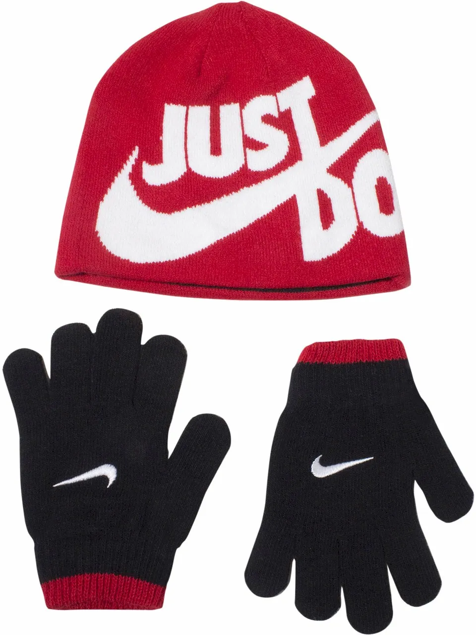 Nike Big Boy's Reversible University Red Stripe Hat & Gloves Set 2-Piece 8/20