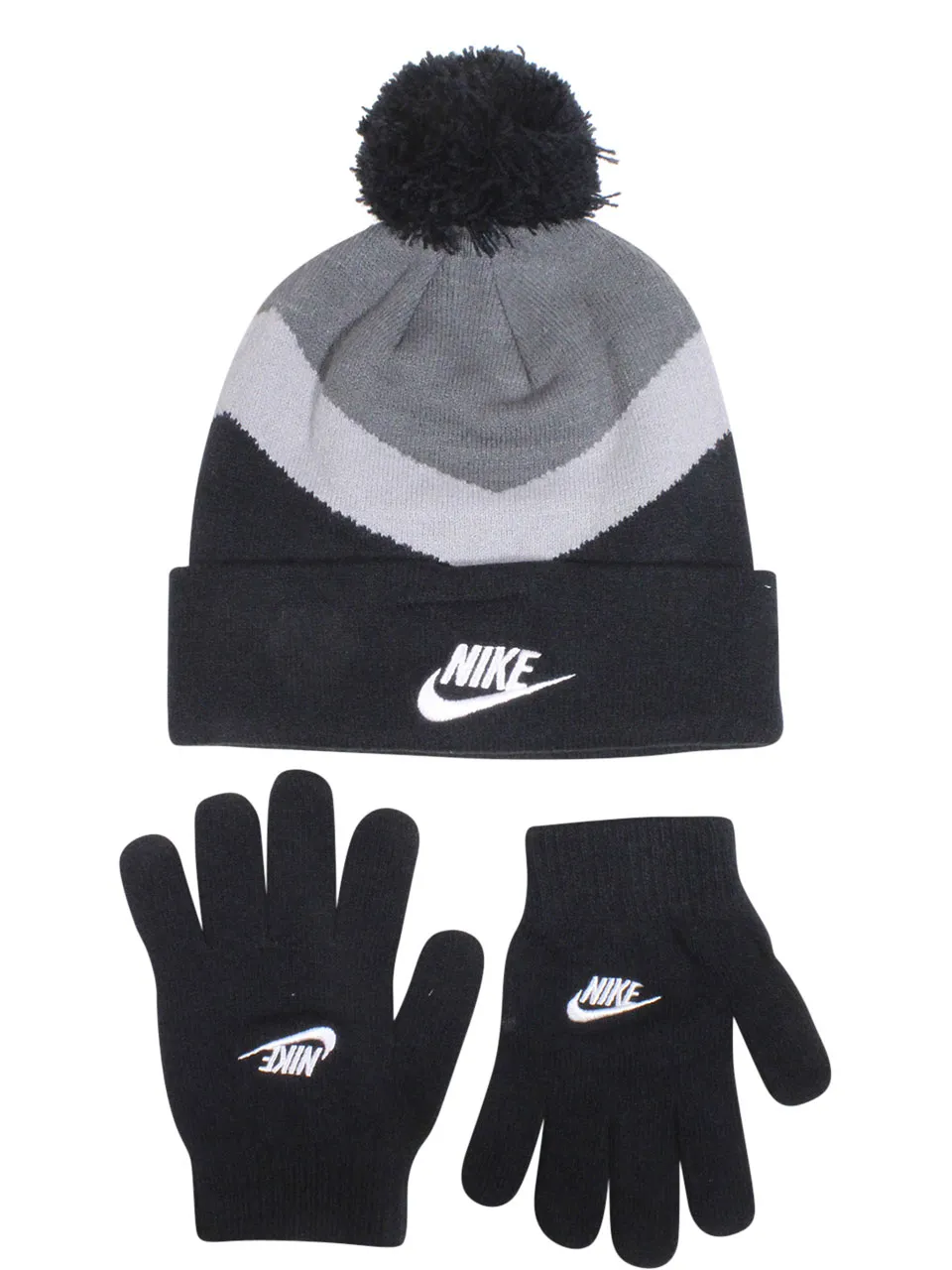 Nike Boy's Black Youth 9A2890 Color Blocked Hat & Gloves 2-Piece Set