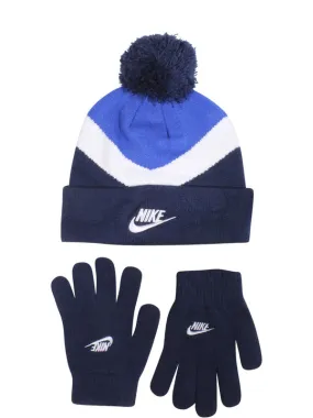 Nike Boy's Black Youth 9A2890 Color Blocked Hat & Gloves 2-Piece Set