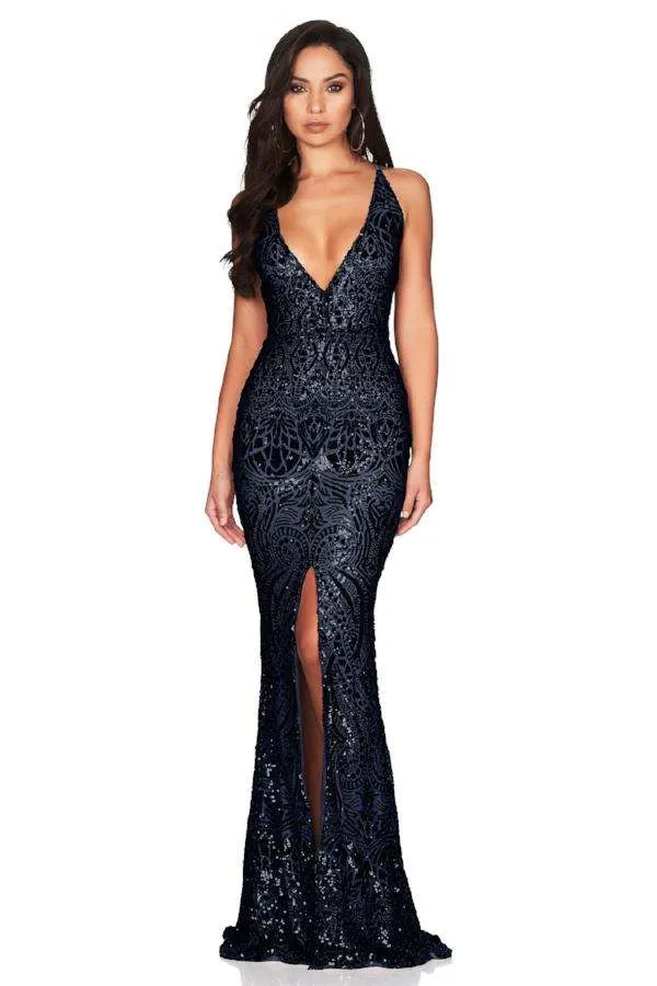 Nookie Shanina Plunge Gown in Navy