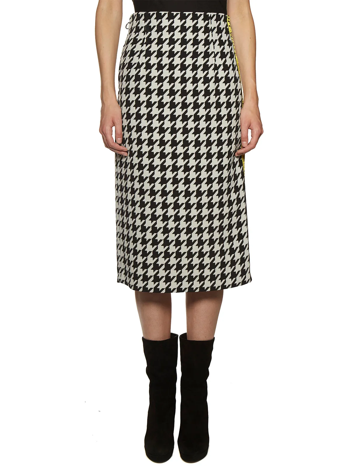 Off White Houndstooth Medium Skirt