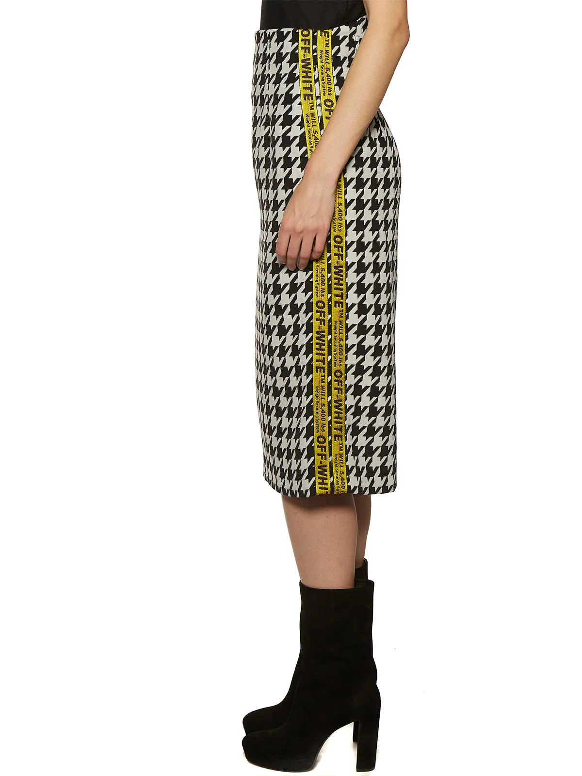 Off White Houndstooth Medium Skirt