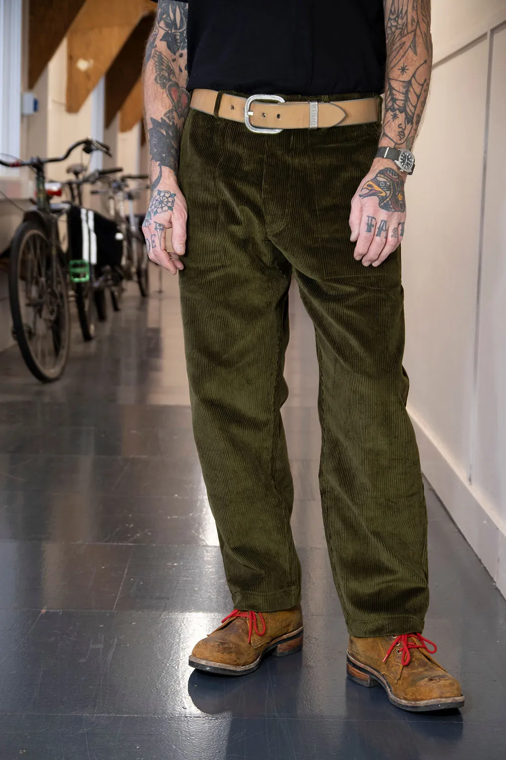 Olive Corduroy Fatigue Pants