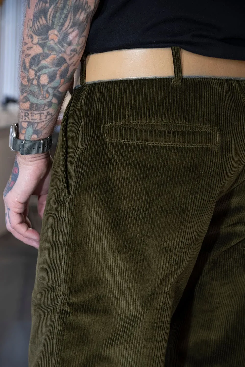 Olive Corduroy Fatigue Pants