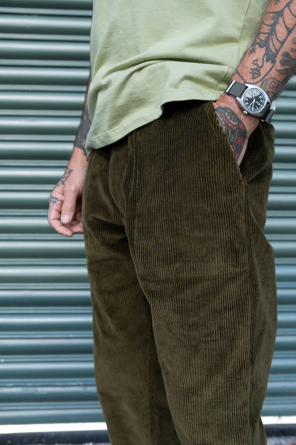 Olive Corduroy Fatigue Pants