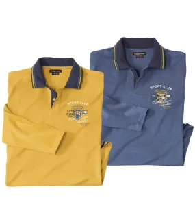 Yellow Blue Men's Sporty Polo Shirts Pack of 2