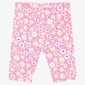 Pink Cotton Floral Leggings