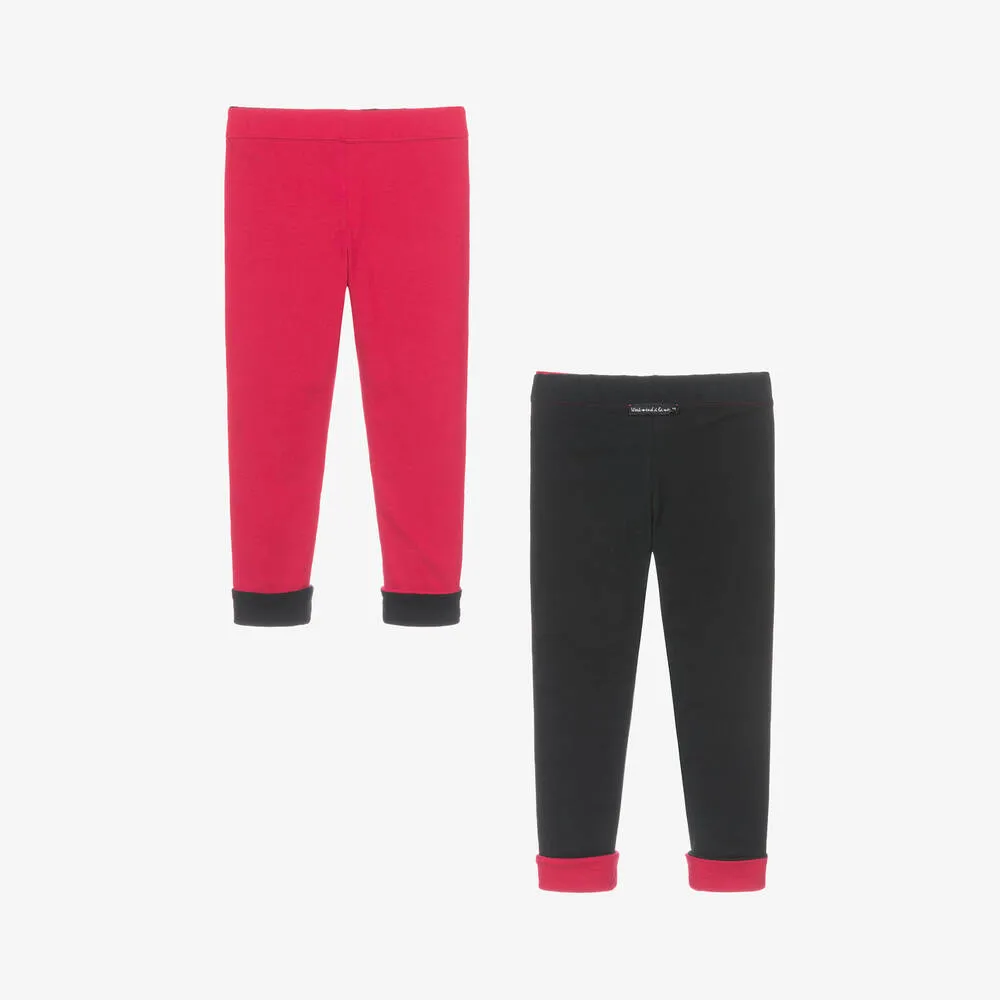 Girls Pink Reversible Leggings