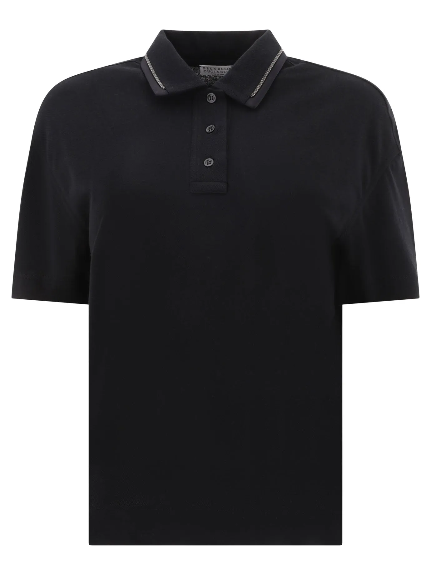 Black Monili-Embellished Piqué Polo Shirt