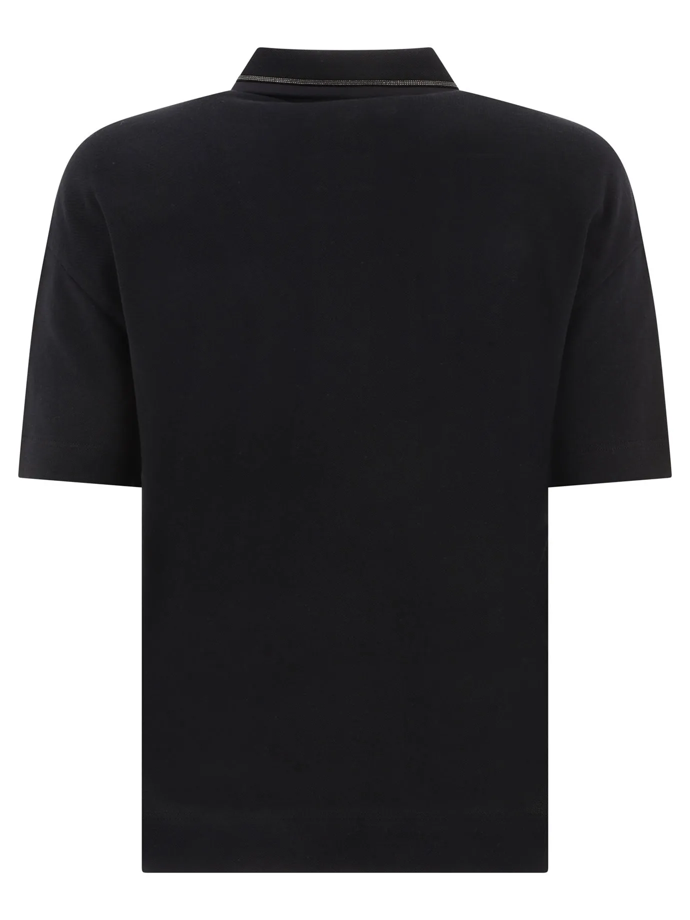 Black Monili-Embellished Piqué Polo Shirt