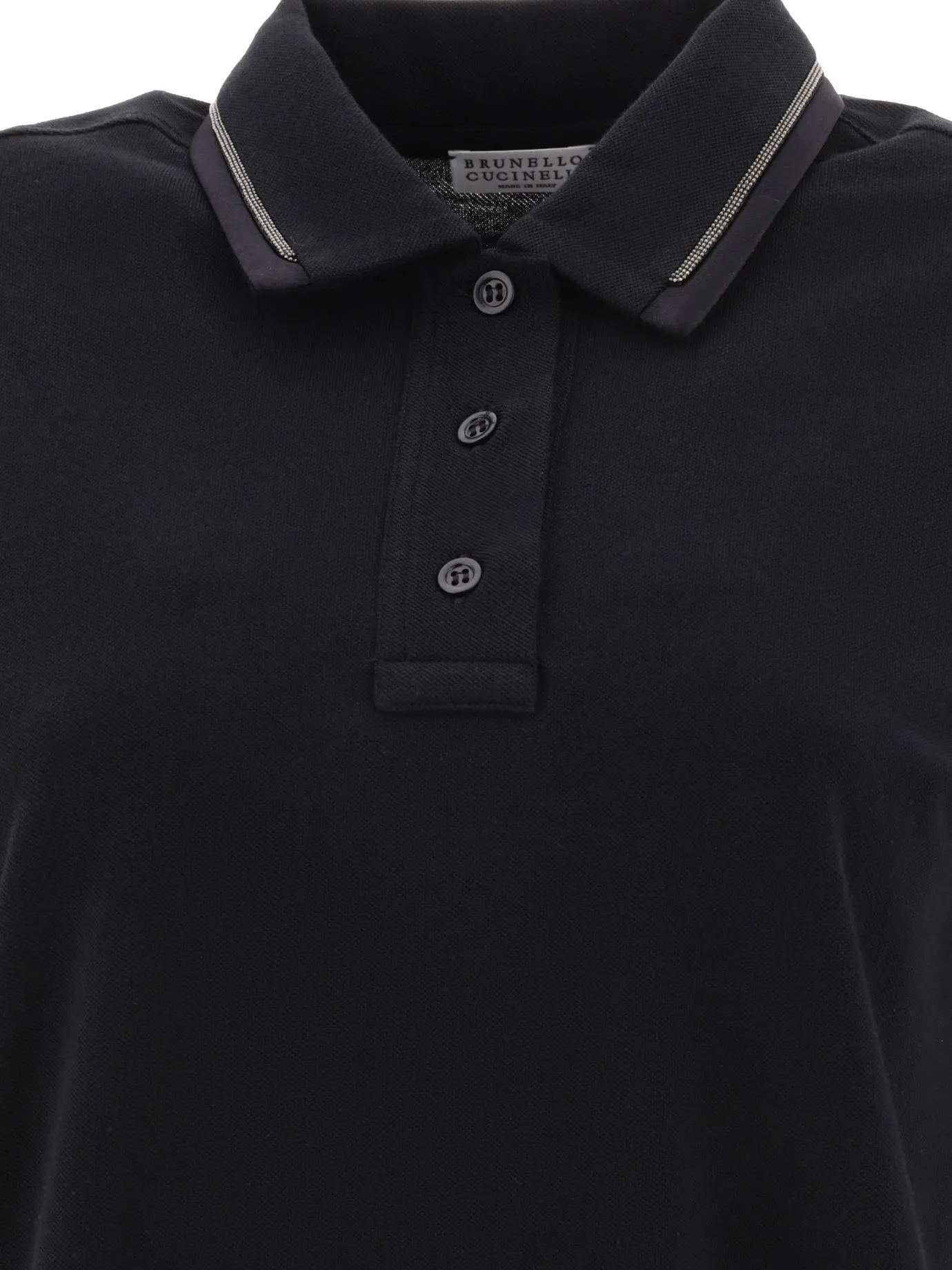 Black Monili-Embellished Piqué Polo Shirt