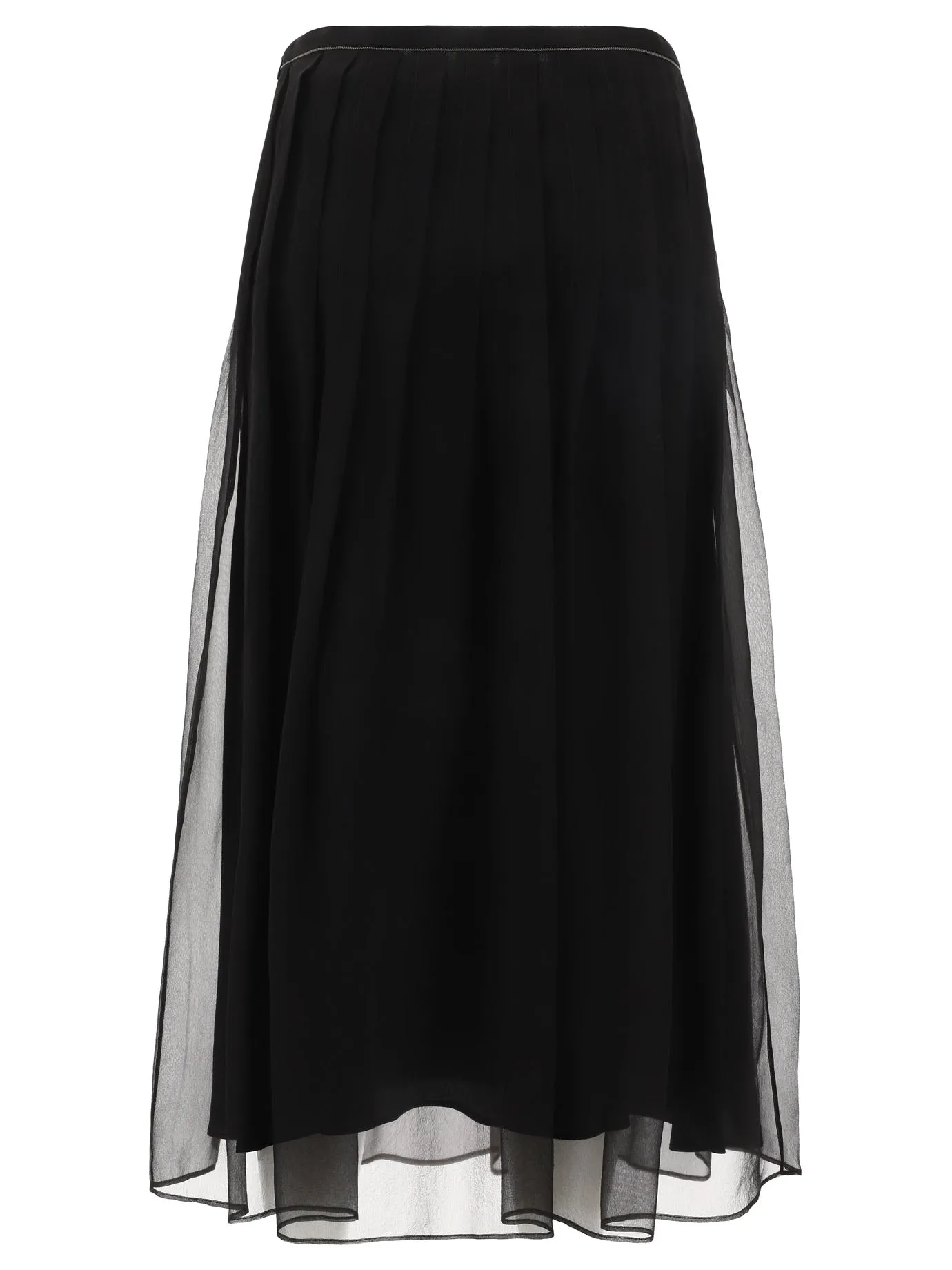 Black Pleated Skirt Shiny Waistband