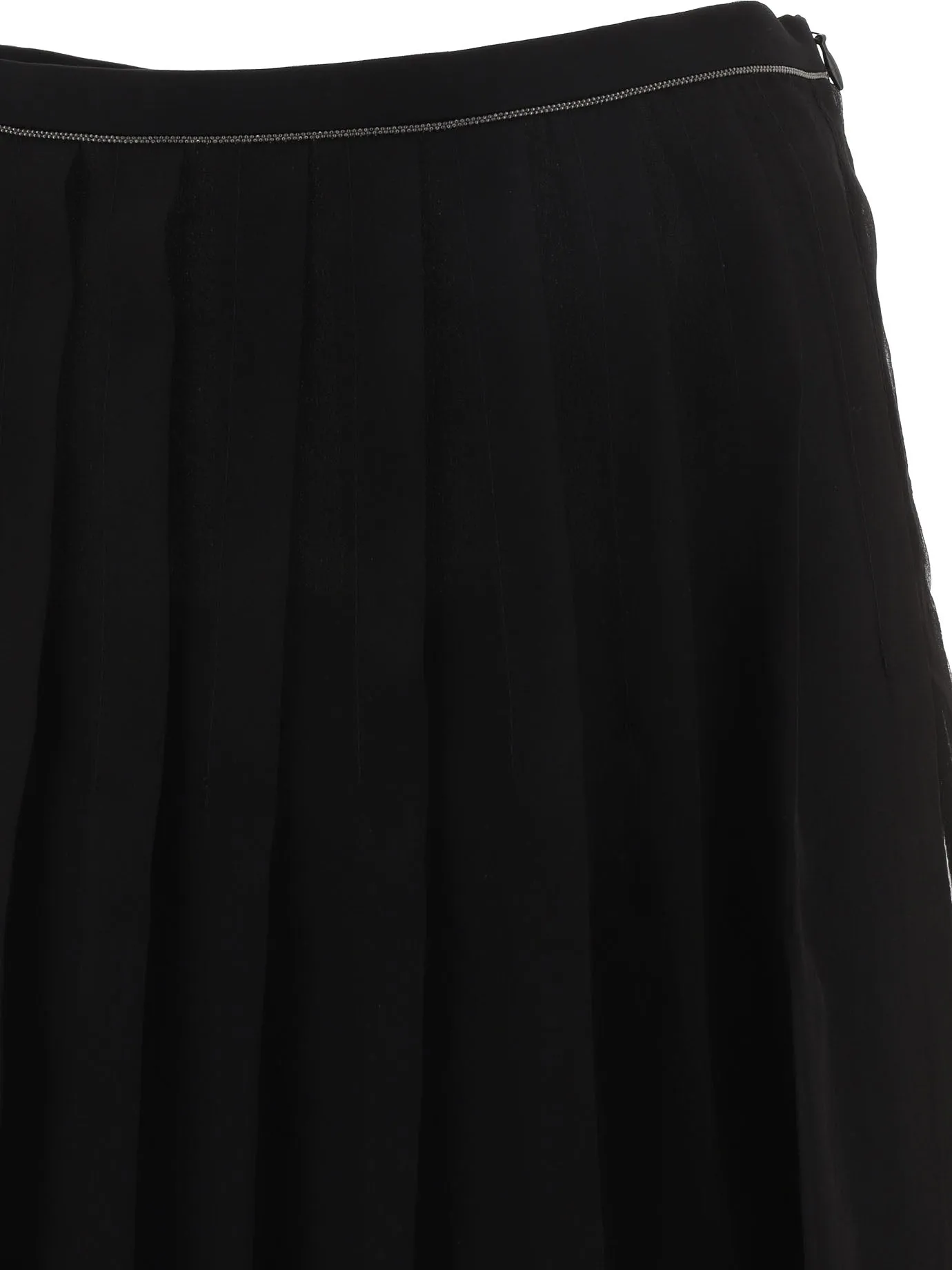 Black Pleated Skirt Shiny Waistband