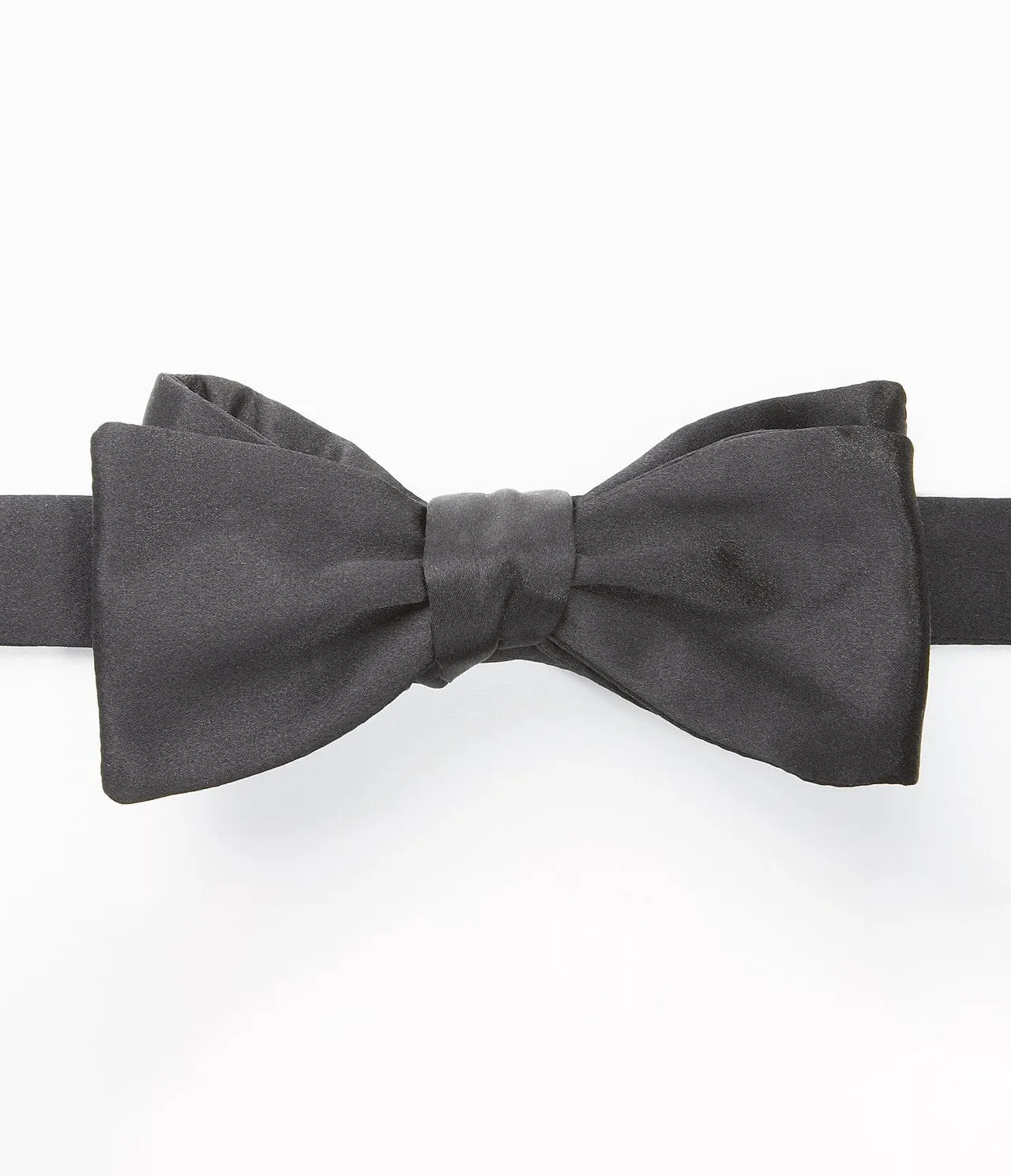 Pre-tied Black Satin Bow Tie