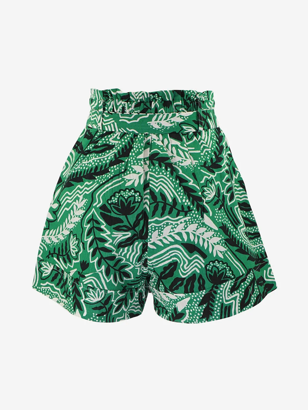 Suncoo Printed Cotton Shorts with Elastic Waist and Banny Model Belt