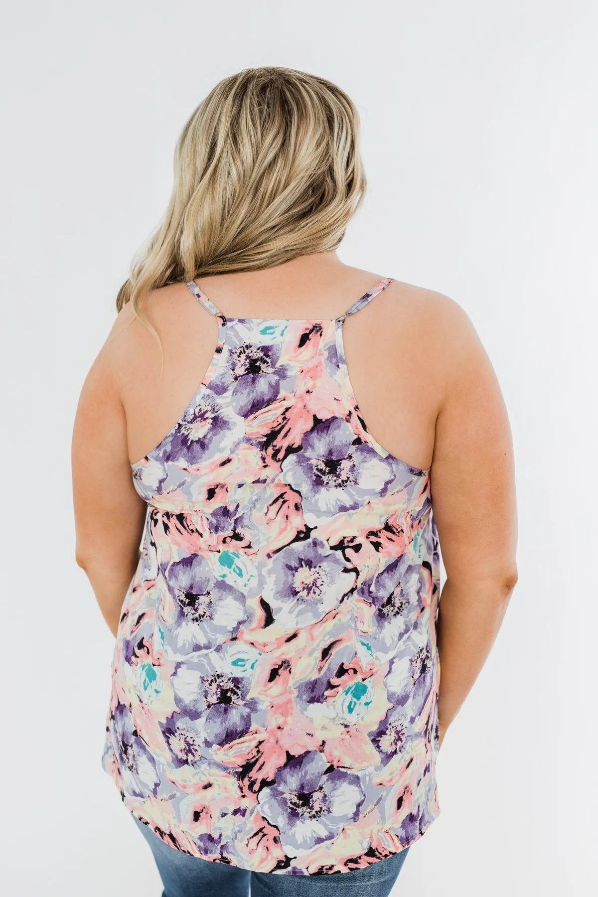 Beautiful Floral Tank Top in Purple, Pink, & Yellow