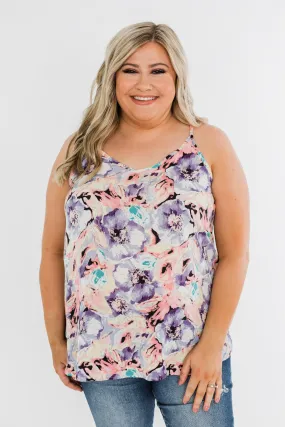 Beautiful Floral Tank Top in Purple, Pink, & Yellow