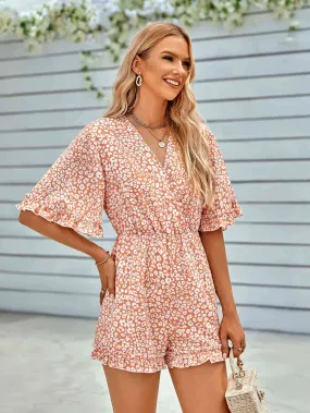 Ruffled Leopard Surplice Romper