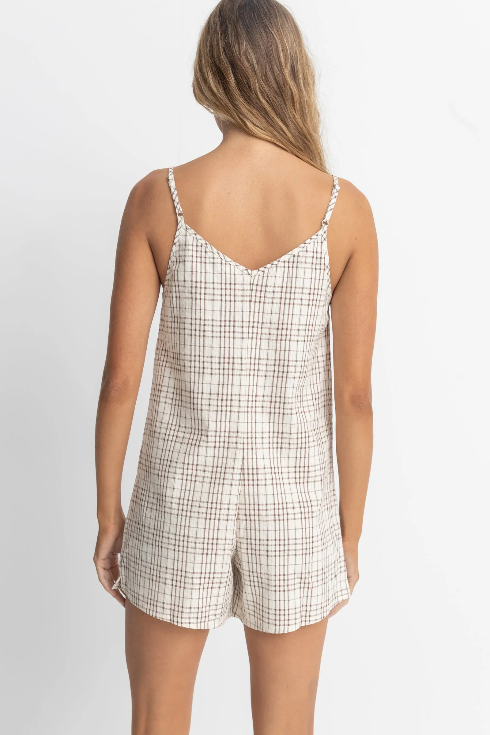 Rumi Natural Check Romper