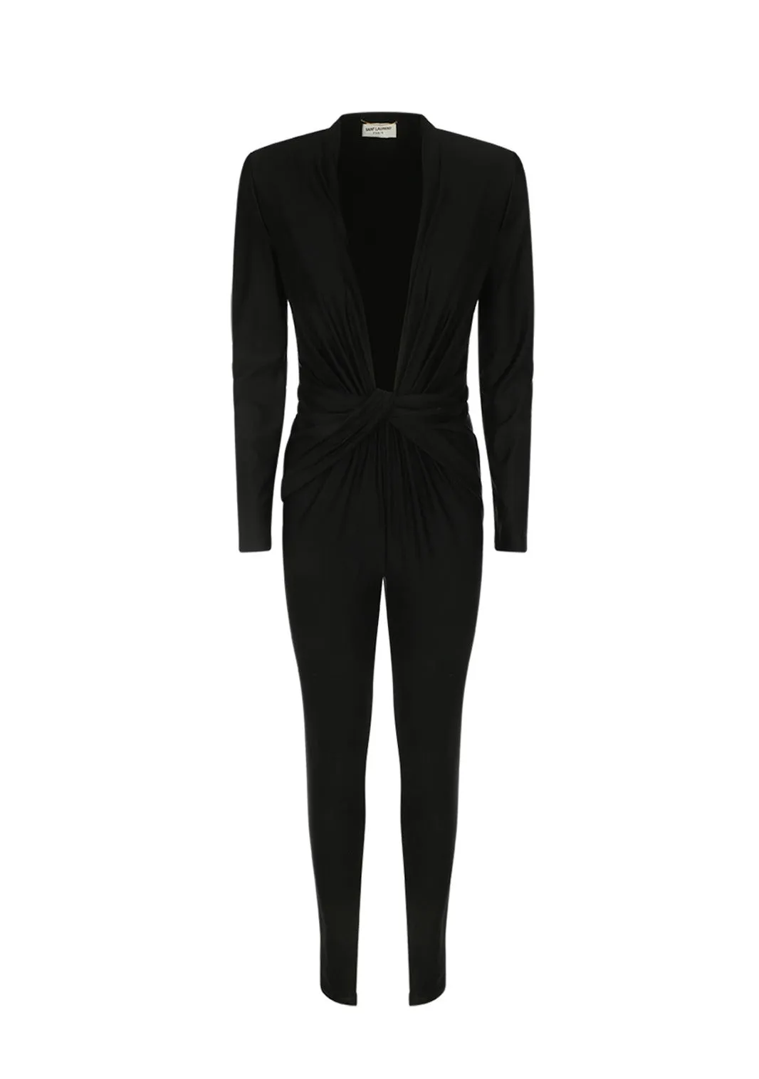 Saint Laurent Long-Sleeved V-Neck Jumpsuit